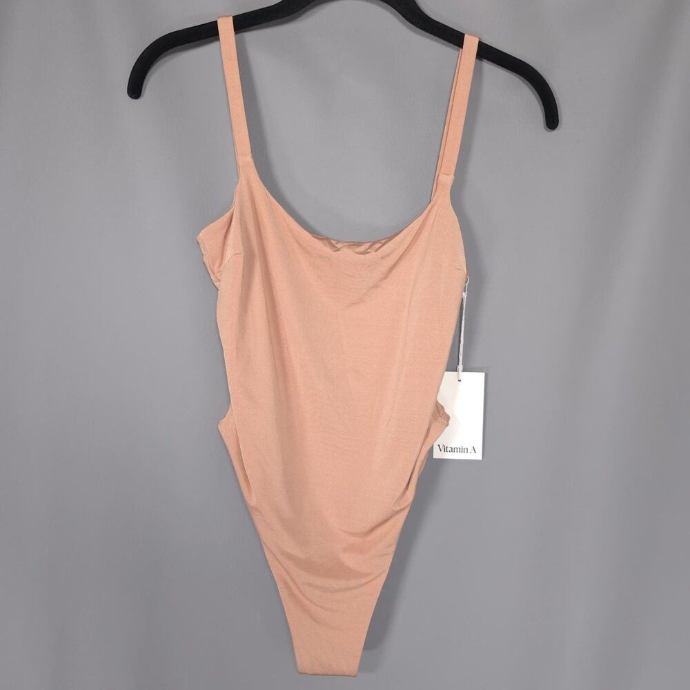 VITAMIN A Women’s New SMALL One Piece Swimusuit Nude Scoop Neck